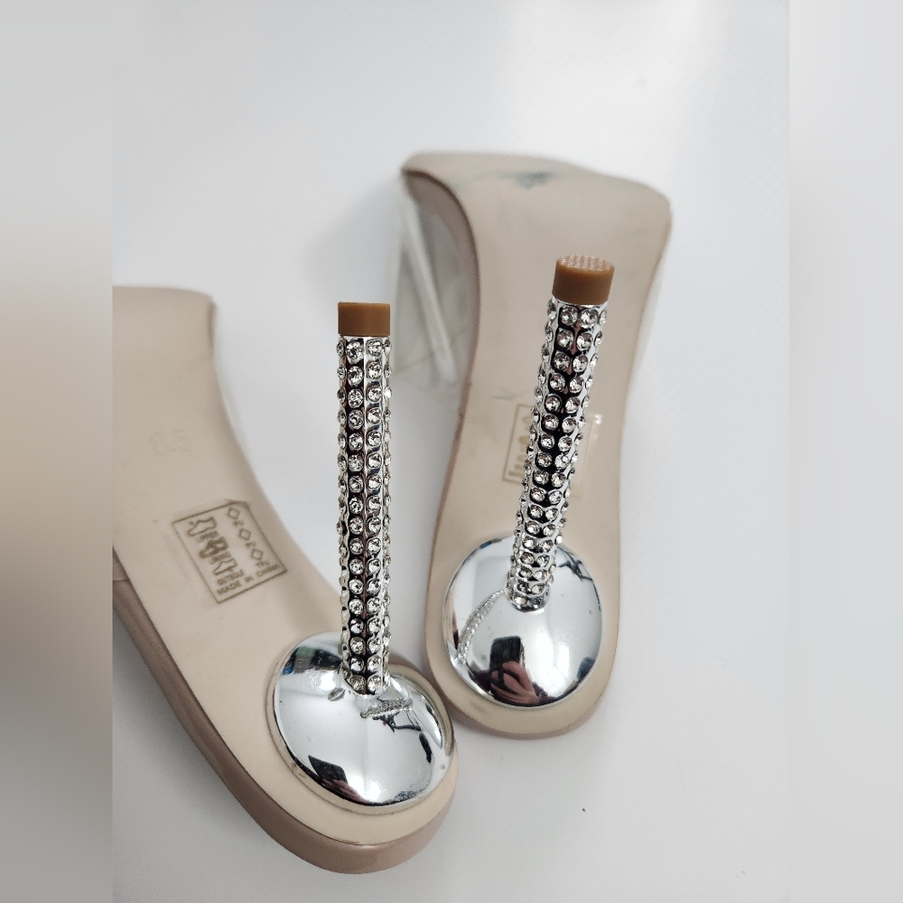 AZALEA WANG Clear Heel Sandal in Nude Women's Size 8 - Picture 4 of 10
